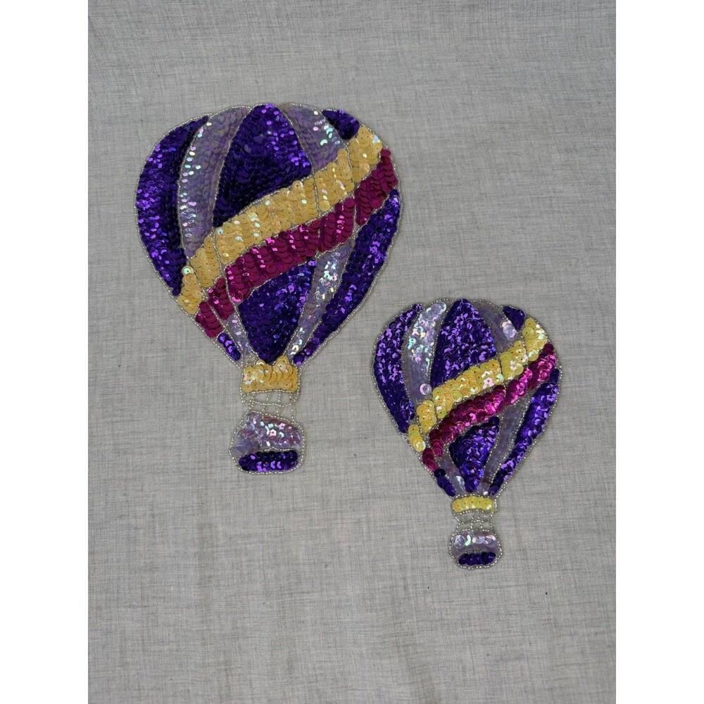 Vintage Sequin Hot Air Balloon Patch Beaded Applique Lot Of 2 New Mexico